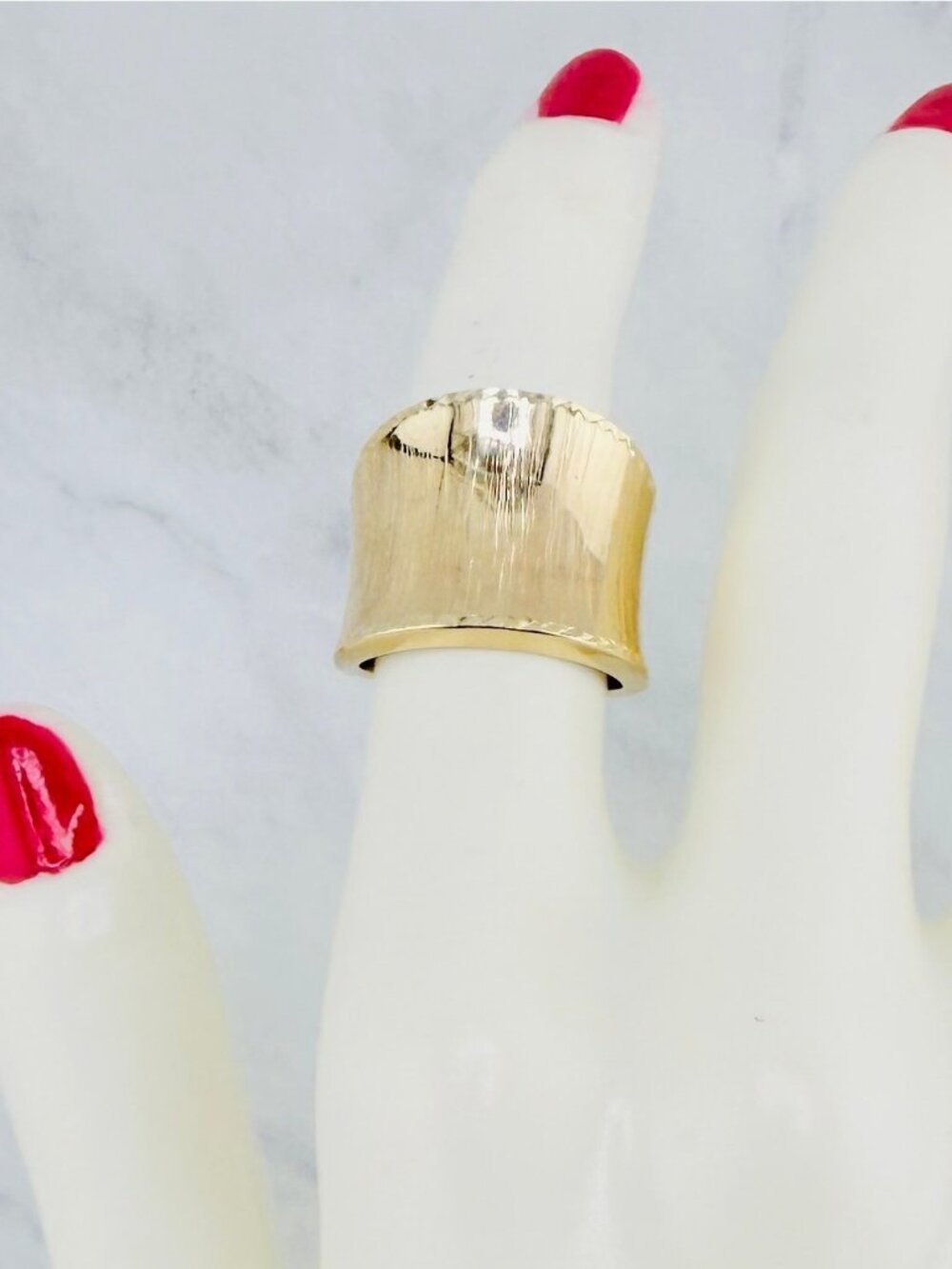 10k gold Ring sculptural modern shape chunky - Anillo Moderno grueso y abstracto